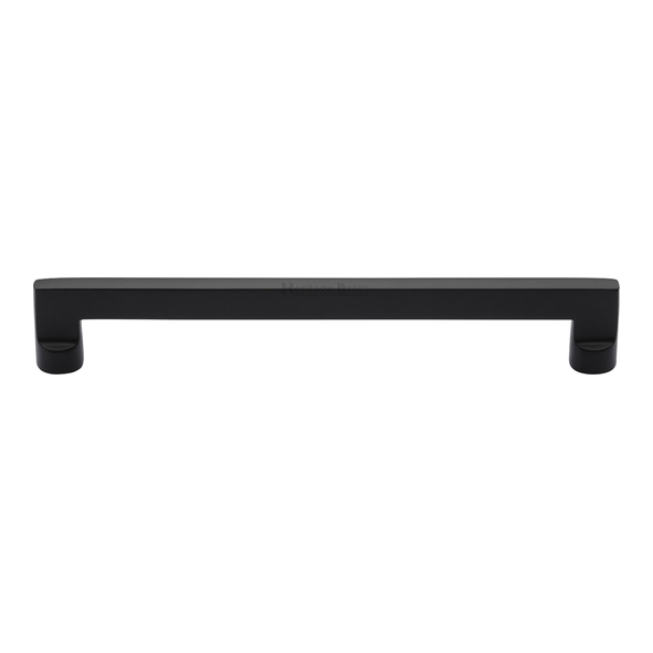 C0345 256-BKMT • 256 x 273 x 35mm • Matt Black • Heritage Brass Trident Cabinet Pull Handle